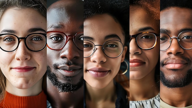 Group Of Young Asian People Wearing Glasses Background Four Young