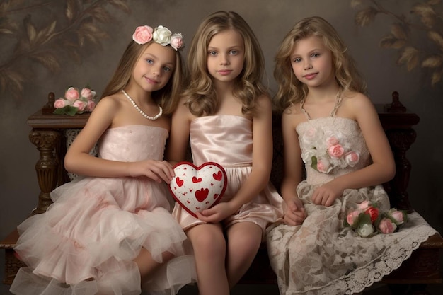 Premium Photo Darling Delights Girls In Valentine Photo Premium Photo Darling Delights Girls In Valentine Photo