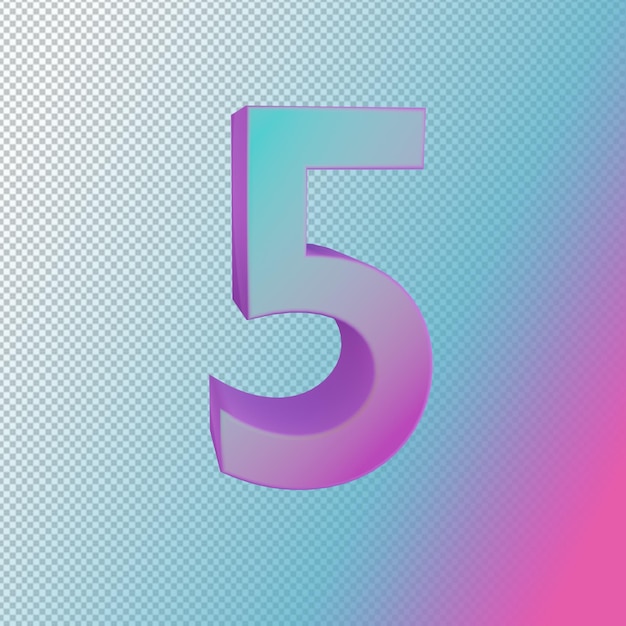 Premium Psd A Colorful Gradient Number 5